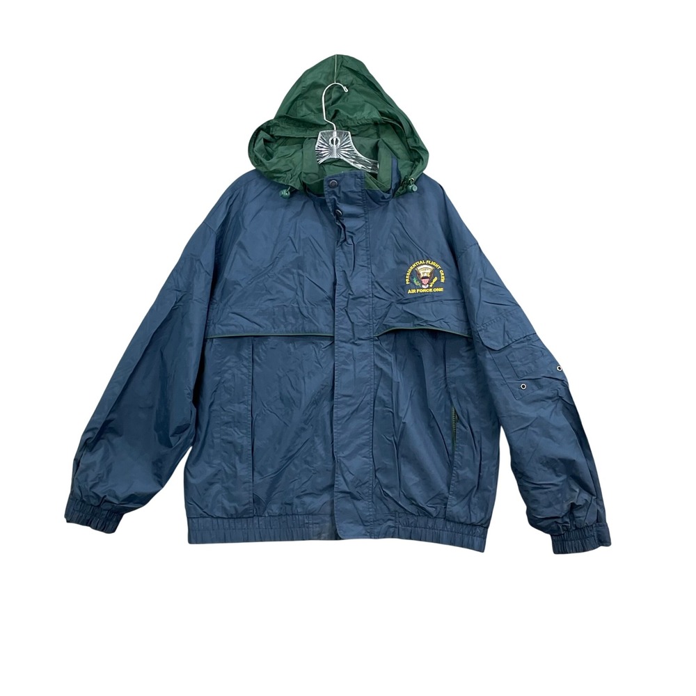 UltraClub Windbreaker Jacket Mens XL Blue Green Air Force One Flight Crew Coat